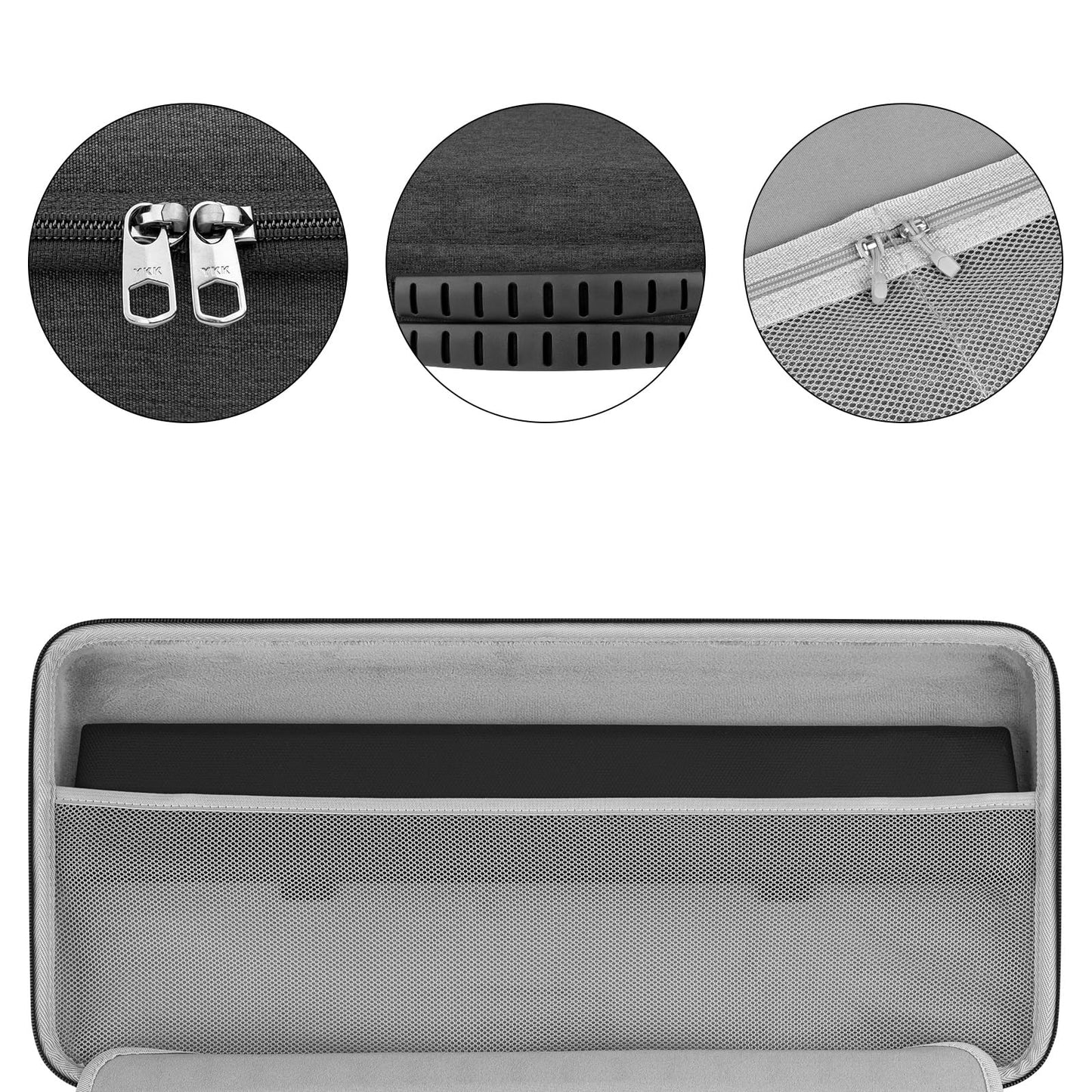 GEEKRIA Full Size Hard Shell Keyboard Case for 104-108 Key RGB Mechanical Keyboards, Grey, Model SMPJ169-06