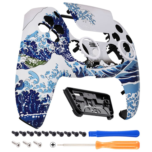eXtremeRate Luna Redesigned The Great Wave Front Shell Touchpad Compatible with ps5 Controller BDM-010 020 BDM-030 040 050, Repl