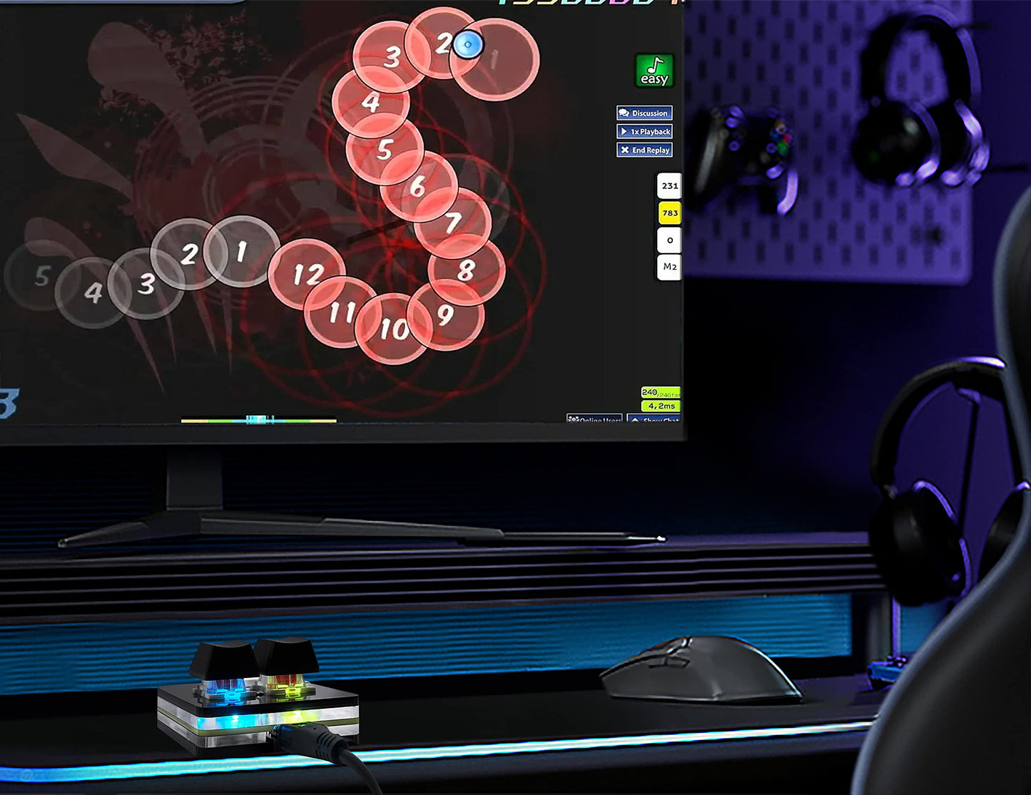 BTXETUEL 2-Key Hotswap Mechanical Gaming Keyboard, Mini RGB Keypad, Black Plastic for Macros & Rhythm Games