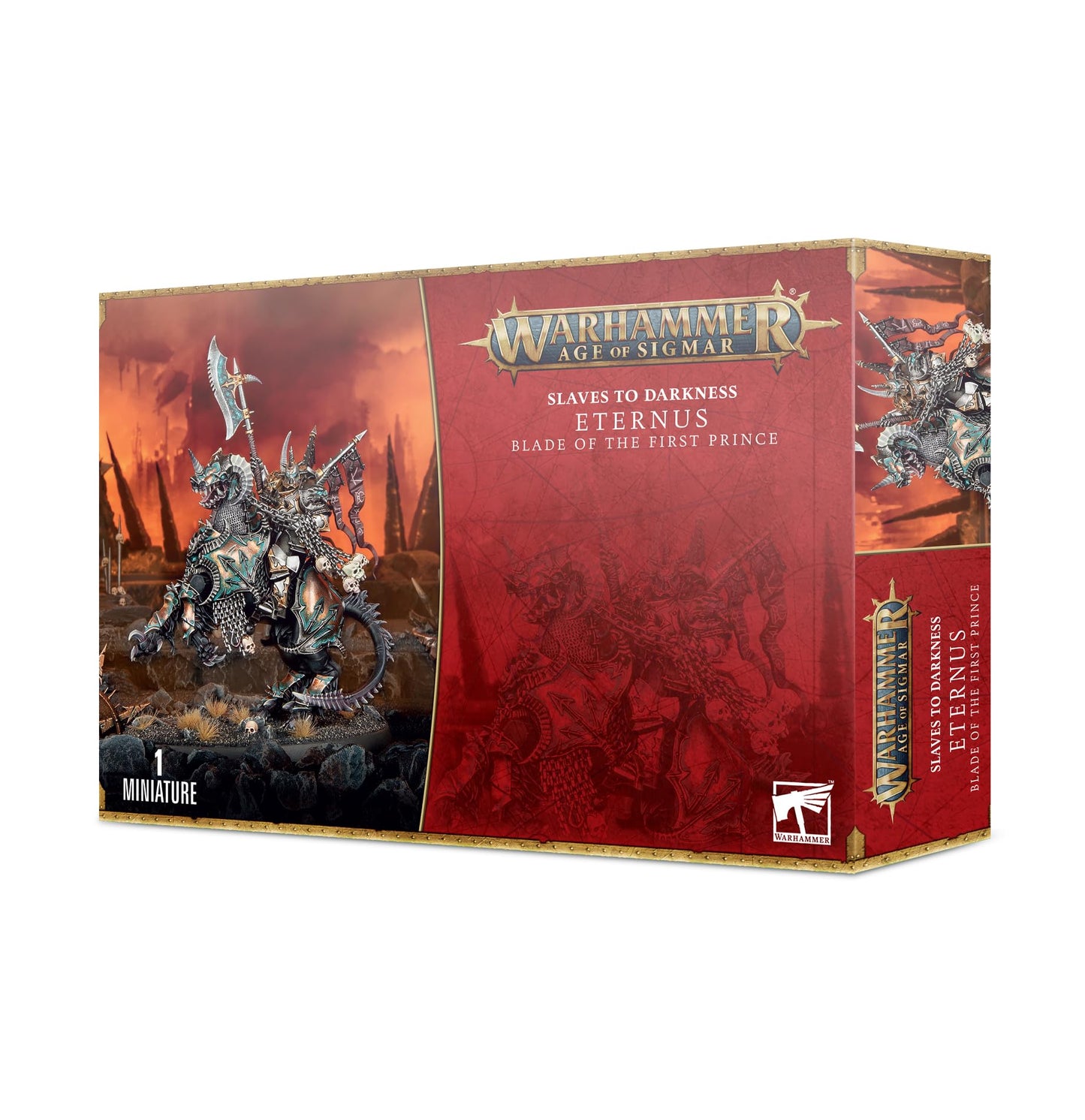 Warhammer Age of Sigmar Games Workshop Slaves to Darkness: Eternus Blade of The First Prince/Chaos Lord on Daemonic Mount  Black