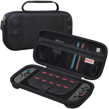 BOVKE Slim Carrying Case for Nintendo Switch 2 - Hard Travel Bag with Mesh Pocket, Black, Model V132M1