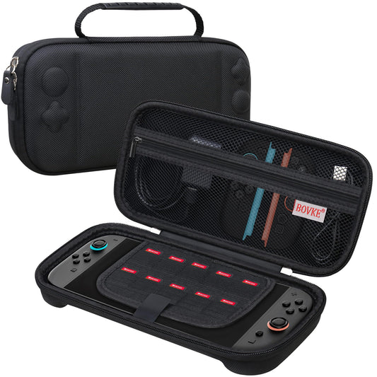 BOVKE Slim Carrying Case for Nintendo Switch 2 - Hard Travel Bag with Mesh Pocket, Black, Model V132M1