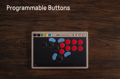 8Bitdo All-Button Arcade Controller for Switch & Windows - Bluetooth, 2.4G, Wired, Low-profile Switches, Black