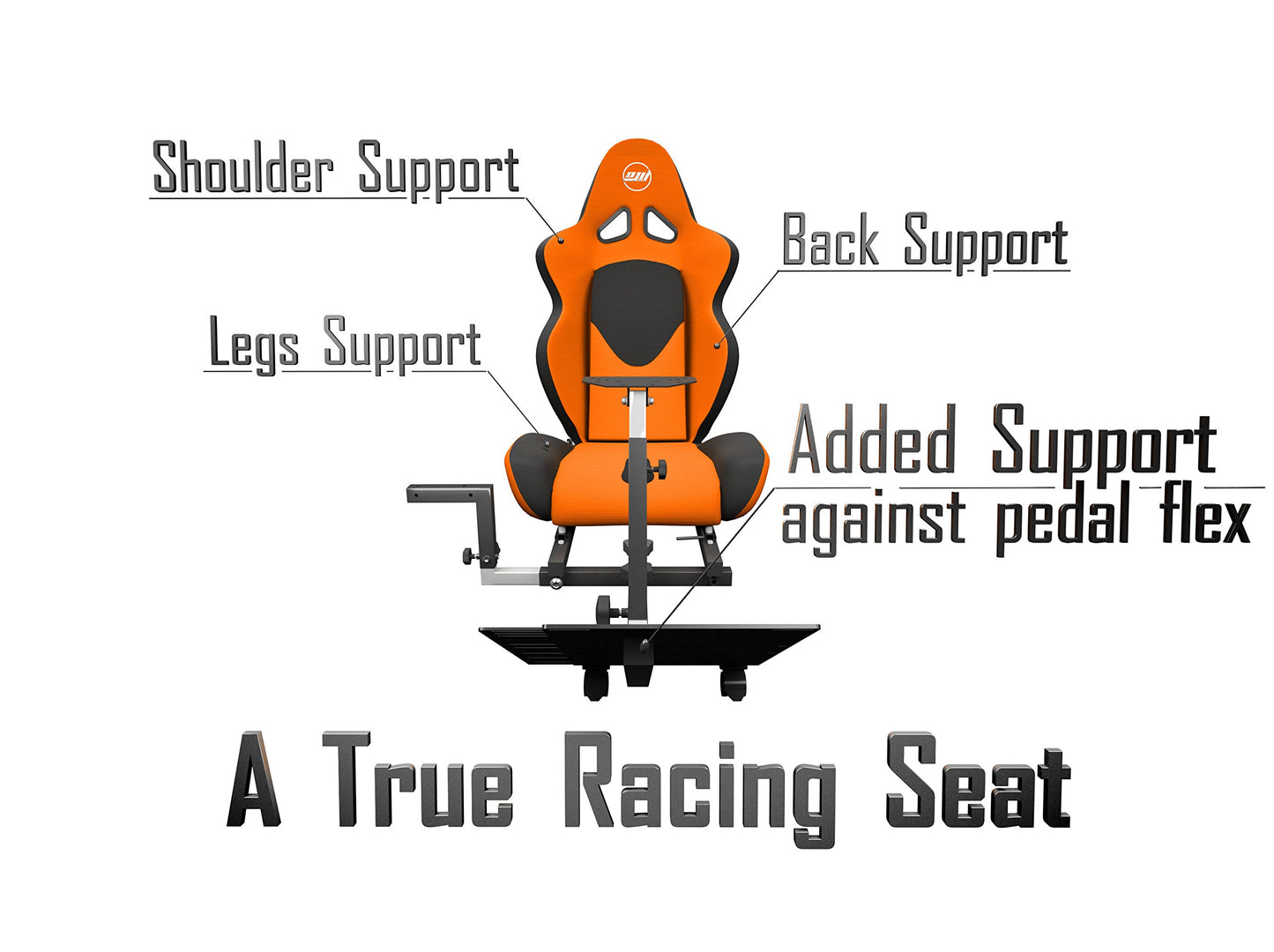 OpenWheeler Advanced Racing Seat Gaming Chair - Gear Shifter Mount, 33D x 25W x 22H in, Orange, Model OW-SV1FO