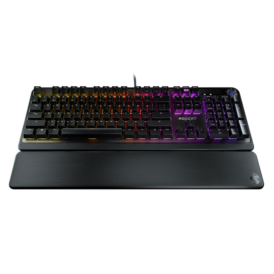 ROCCAT Pyro Mechanical Gaming Keyboard - RGB, Wired, Detachable Wrist Rest, Linear Red Switches, Black, Model ROC-12-622