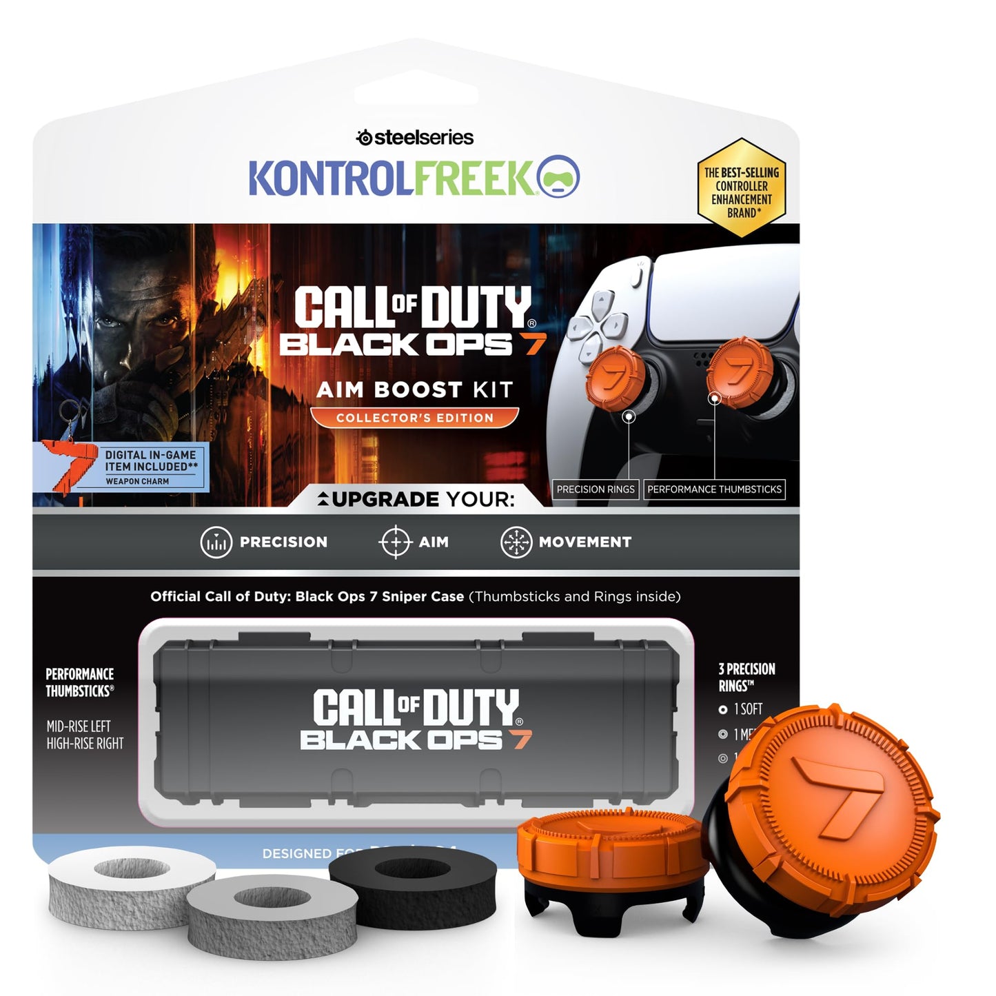 KontrolFreek Call of Duty: Black Ops 7 Aim Boost Kit | Collectors Edition for PlayStation 5 (PS5)  PlayStation 4 (PS4) Controller | Orange and Black