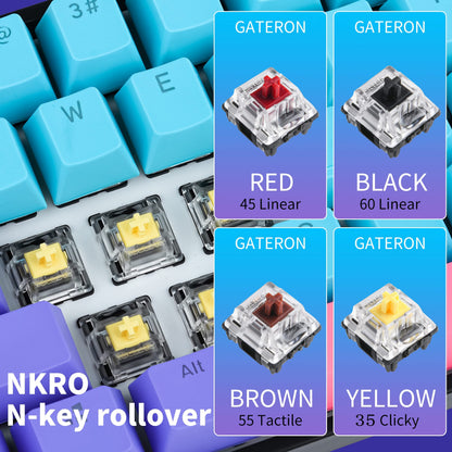 Guffercty Kred GTSP Gk61 60% Mechanical Gaming Keyboard, Gateron Optical Yellow, PBT Keycaps, RGB Backlit, Joker Color
