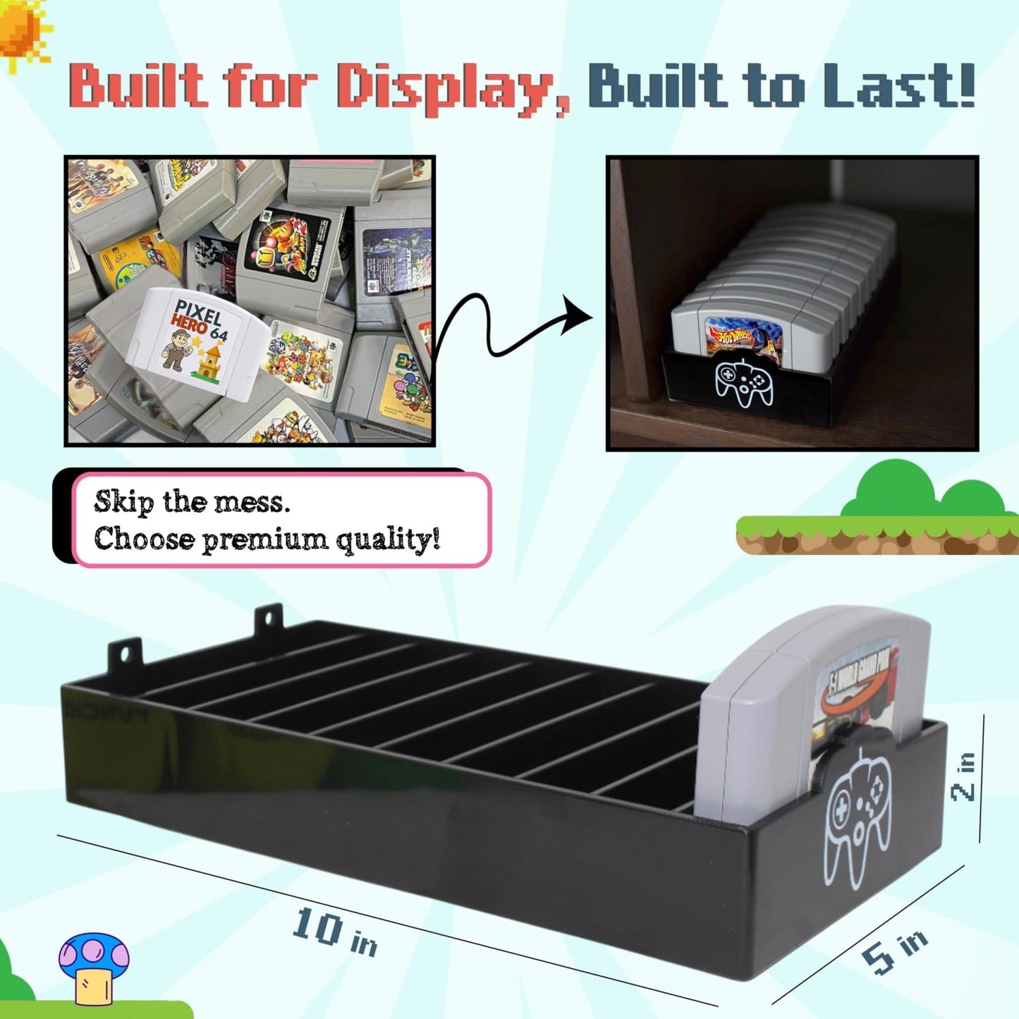 Skywin N64 Game Storage - Stylish 3 Pack Holder for Organizing N64 Cartridges