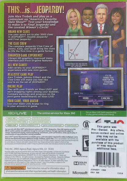 THQ Nordic Jeopardy Game for Xbox 360 - Model 55498, Engaging Trivia Experience