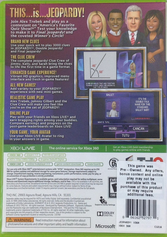 THQ Nordic Jeopardy Game for Xbox 360 - Model 55498, Engaging Trivia Experience