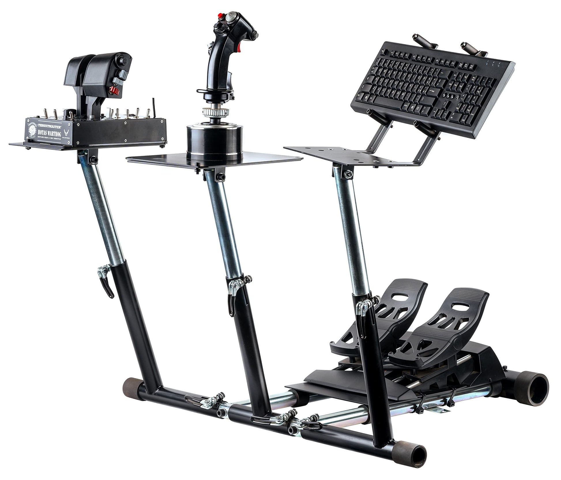 Wheel Stand Pro Super Warthog Flight Stand Compatible with Thrustmaster HOTAS Warthog  Saitek/Logitech rudders. Rudders/Mouse/Keyboard/Throttles not Included.