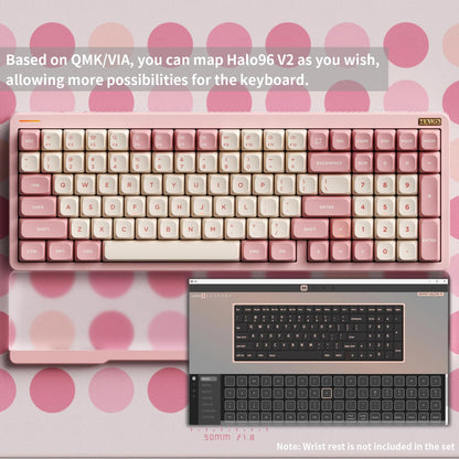 nuphy Halo96 V2 Wireless Keyboard - 96% Hot Swappable, RGB Backlit, Pink, Silent Red Clear-Top (45gf)