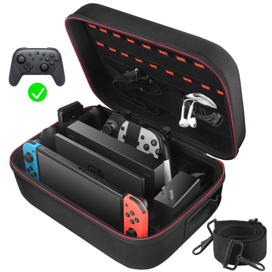 cOOWPS carrying Storage case for Nintendo SwitchSwitch OLED Model  Portable Full Protection Hard Shell Soft Lining Tpartyl Bag for Switch console Pro controller Accessories Black
