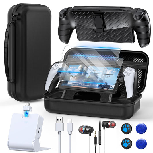 Accessories Kit for Playstation Portal  Carrying Case for PS Portal  Charging Dock Station for Playstation Portal  Protective Skin for PS5 Portal  2 HD Screen Protector with 4 Thumb Grip Wired Headset