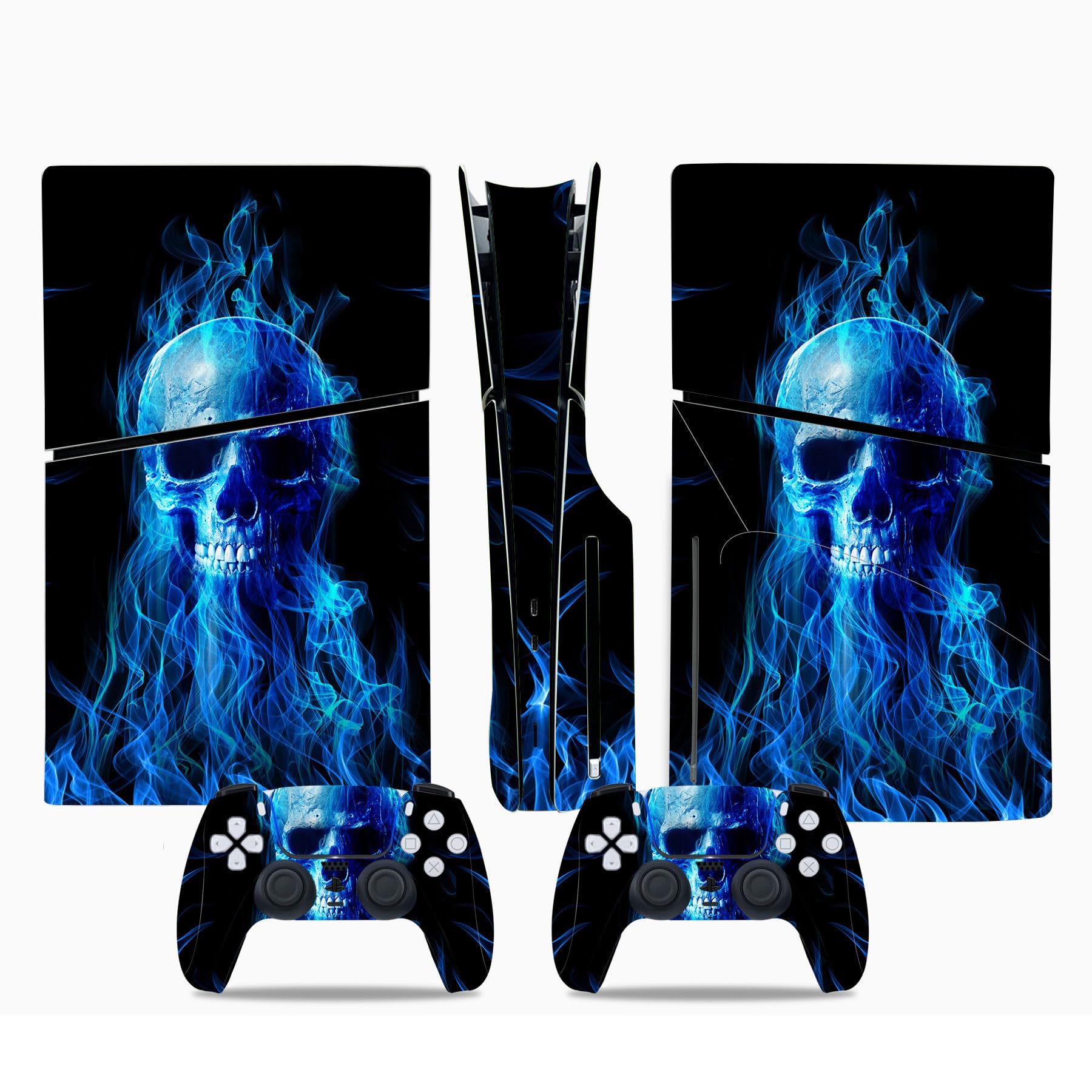 Skin Sticker Compatible with PS5 Slim Disc Console, Vinyl Decal Protective Cover for Wireless Controller (Dark Blue)