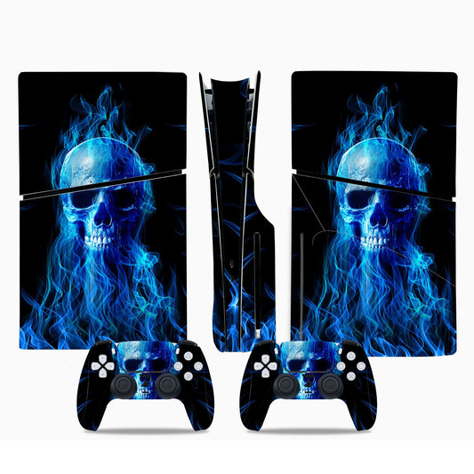 Skin Sticker Compatible with PS5 Slim Disc Console, Vinyl Decal Protective Cover for Wireless Controller (Dark Blue)