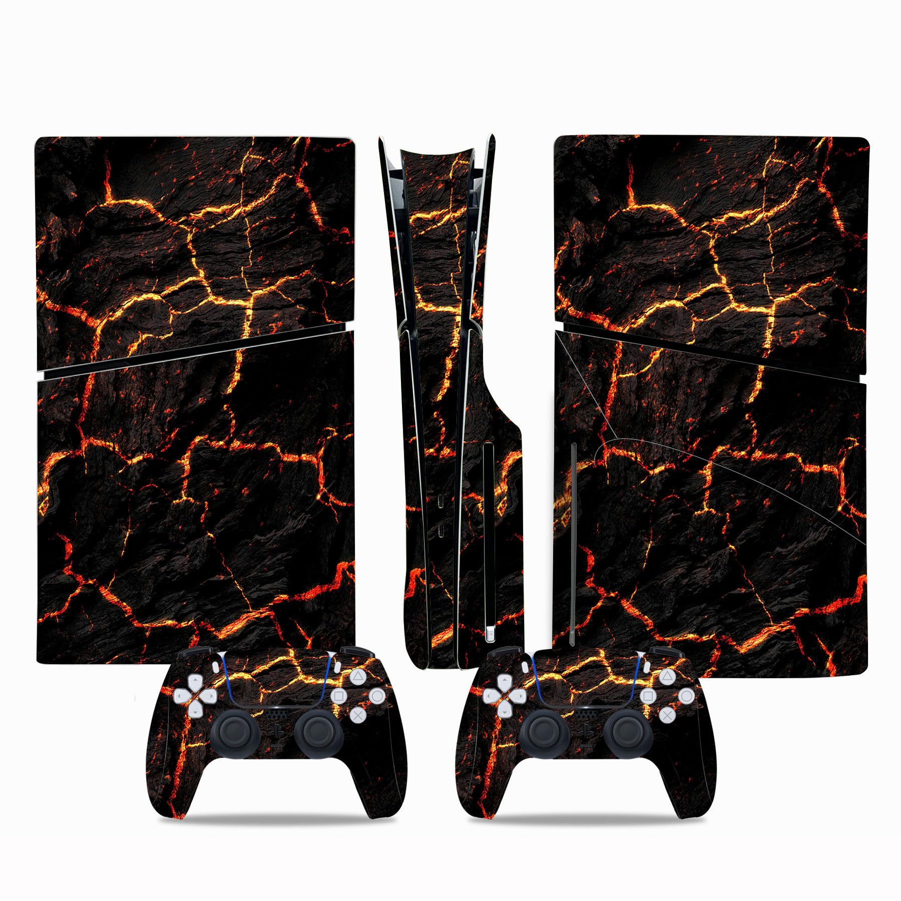 Skin Sticker Compatible with PS5 Slim Disc Console, Vinyl Decal Protective Cover for Wireless Controller (Gold)