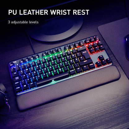 Fnatic miniSTREAK RGB Mechanical Gaming Keyboard - Tenkeyless TKL, Cherry MX Silent Red Switches, Ergonomic Wrist Rest