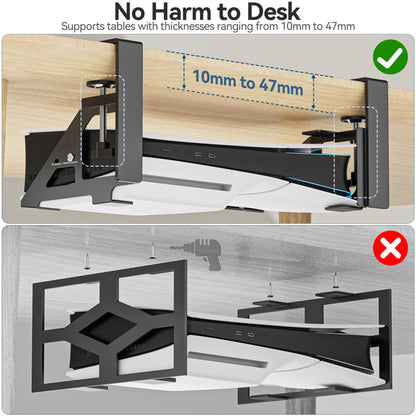 Kosker PS5 Under Desk Mount - Metal Clamp Holder for PS5/Slim/Pro, Black, Model KO-P5317X