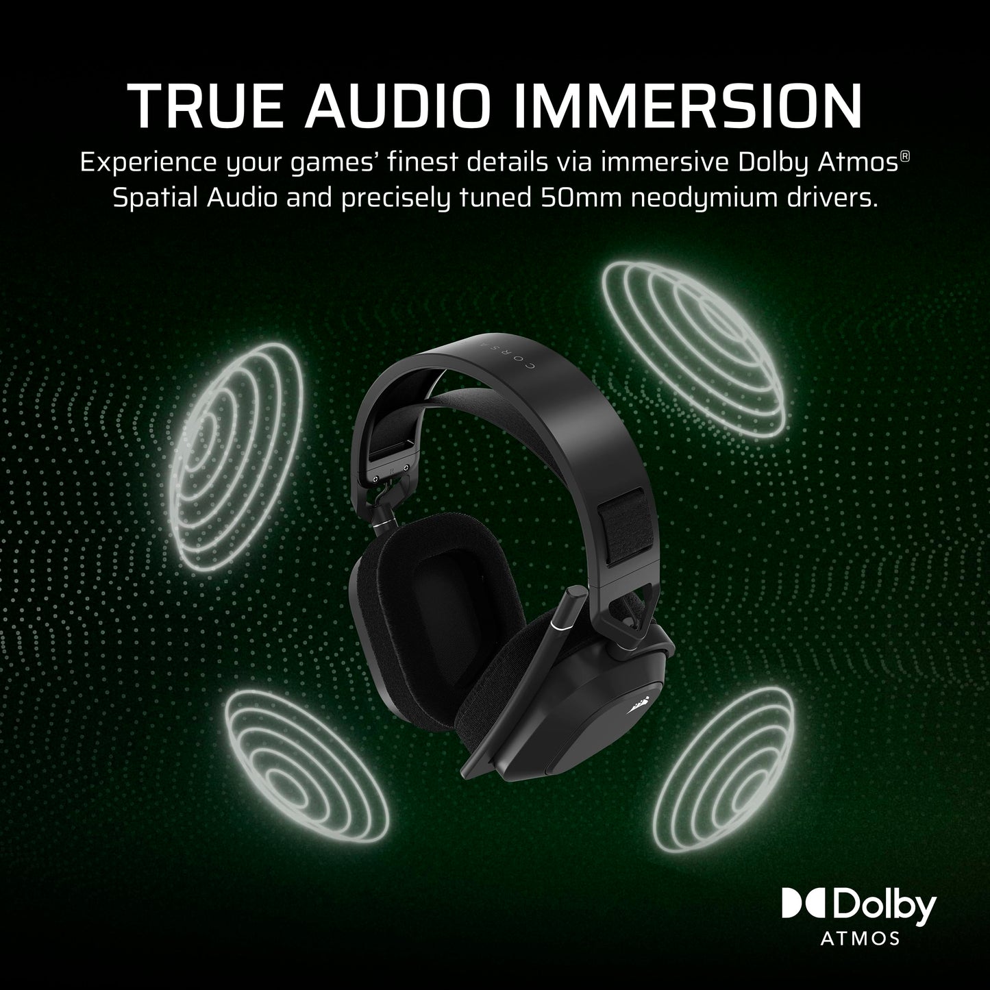 Corsair HS80 MAX Wireless Gaming Headset - Dolby Atmos, Bluetooth, iCUE Compatible - Steel Gray - Xbox, PC, Mac, Mobile