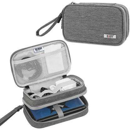 BUBM Double Compartment Storage Case for 3DS/3DS XL/New 2DS XL - Gray Nylon Protective Carrying Bag, Model LBM13002