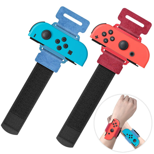YUANHOT Wrist Bands for Nintendo Switch Just Dance 2025 2024 2023 2022 & Zumba Burn It Up  Adjustable Elastic Straps for Switch & Switch OLED Joy Con Controller  2 Pack for Kid and Adult - Red/Blue
