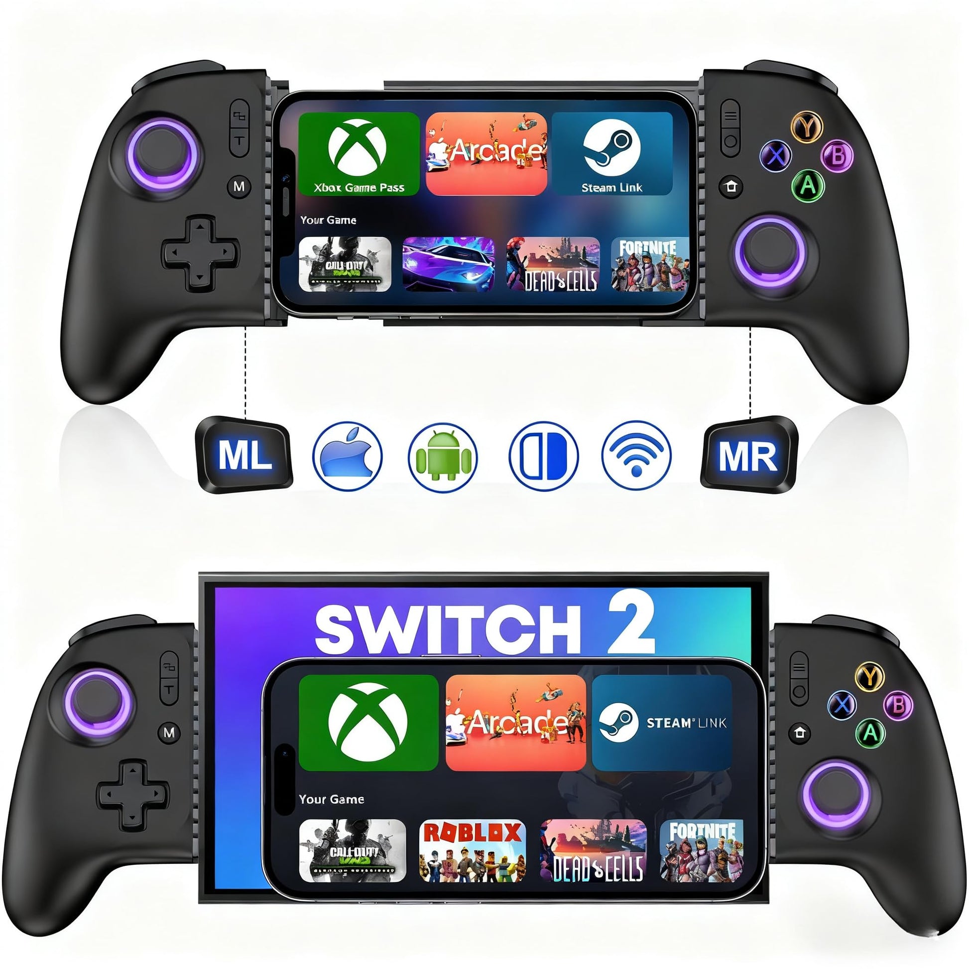 Gamtoure Wireless Phone Controller for iPhone  iPad Mini  Android- Bluetooth Game Controller for Nintendo Switch 2/Switch/Lite/OLED
