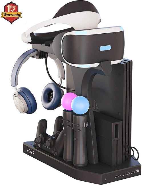 PSVR Stand Compatible with PS4 VR - PS4/Slim/Pro Cooling Station and Charging Dock for Playstation VR Stand to Charge PS VR Cont