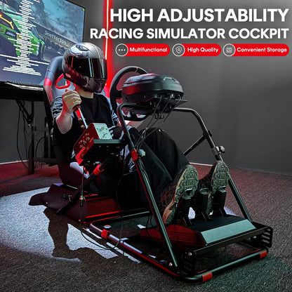 RACGTING Racing Simulator Cockpit - Foldable Adjustable Seat for Logitech & Thrustmaster - Black