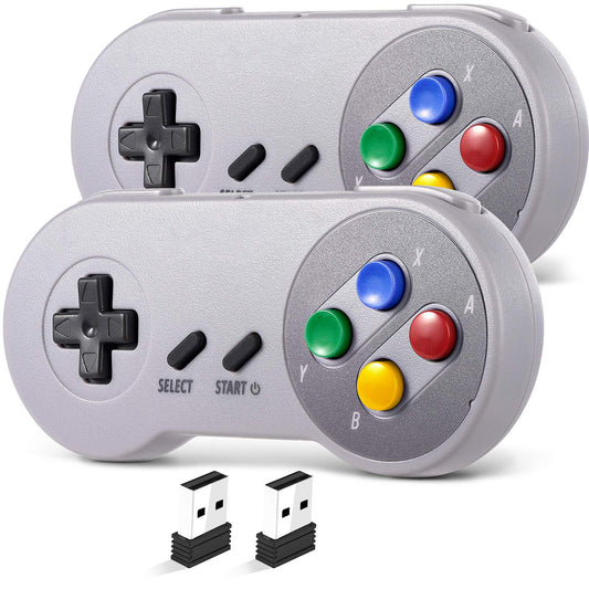 iNNEXT 2.4 GHz Wireless USB SNES Controller for PC/MAC/Linux - Rechargeable, Multicolored Keys, Plug & Play for Retro Gaming
