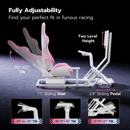 ARES WING Sim Racing Cockpit with Monitor Mount, GRS1002PK, Pink, Compatible with Fanatec, Thrustmaster, Logitech, PS5, PS4, Xbox, PC