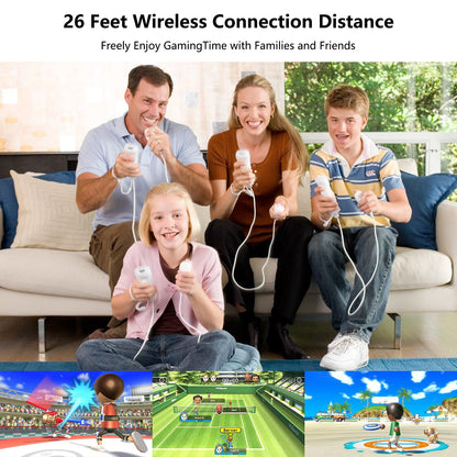 Burcica Wireless Controllers for Wii/Wii U - Black and Blue with Silicone Case & Wrist Strap