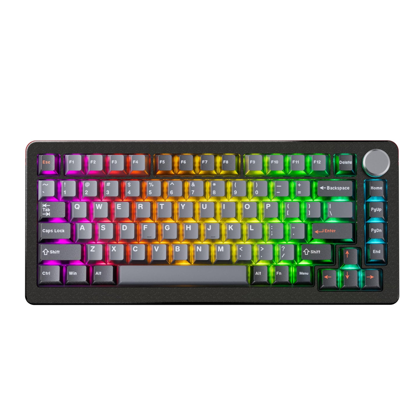 DrunkDeer A75 Pro Magnetic Switch Keyboard Rapid Activate Mechanical Gaming Keyboard Adjustable Actuation Hall Switches RGB PBT Keycap Compact TKL 82Keys Wired USB,with Knob