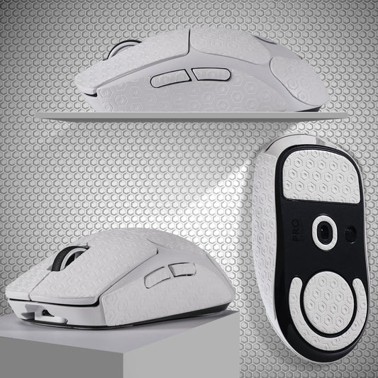 Yiodelu 2-in-1 Sweatproof Grip Tape & Skates for Logitech G Pro X Superlight - Anti-Slip Mouse Skin, White