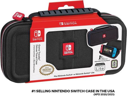 Game Tpartyler Nintendo Switch Deluxe OLED Case - Also for Switch & Switch Lite  Black Ballistic Nylon  Viewing Stand & Bonus Game Cases  Deluxe Handle  Licensed by Nintendo  #1 Selling Case in USA