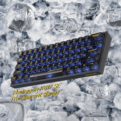 Redragon K617 SE 60% Wired RGB Gaming Keyboard, 61 Keys, Transparent Plastic, Black Transparent, Custom Linear Switch