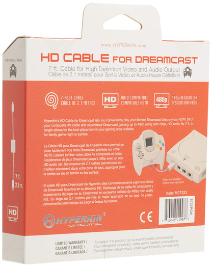Hyperkin HD Cable for Dreamcast - Black, Model M07323, High-Quality Video Output