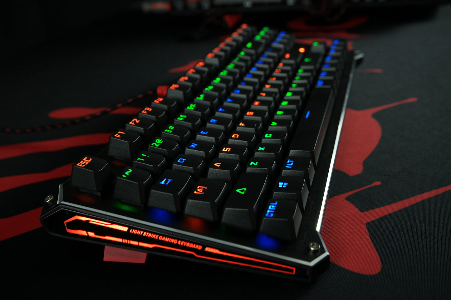 Bloody B830 Light Strike Compact Optical Gaming Keyboard - Tactile & Clicky, 0.2ms Response, Neon LED Backlit, B830-Blue