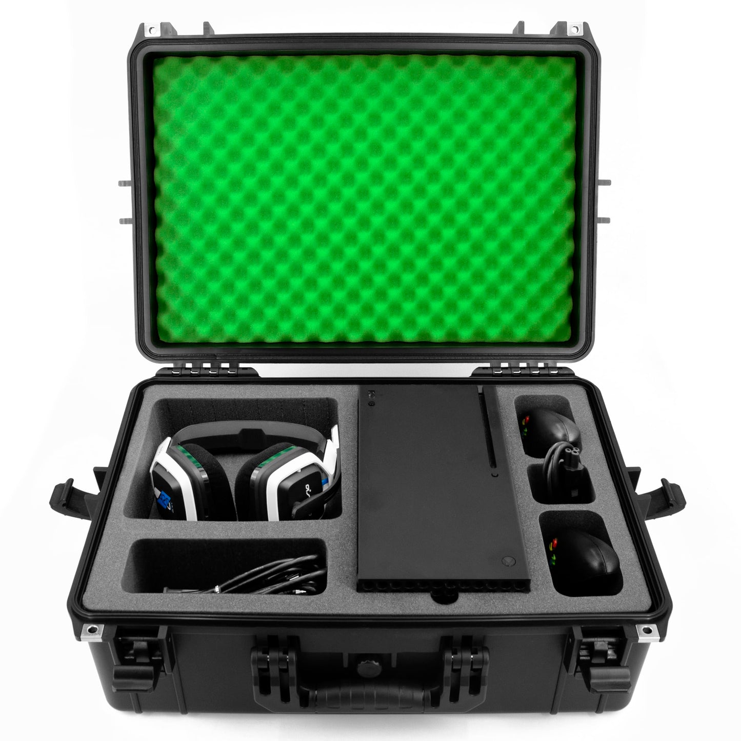 CASEMATIX Hard Shell Travel Case Compatible with Xbox Series X Console  Controllers  Headset and Other Accessories - IPX7 Waterproof and Crushproof Carrying Case with Customized Foam Interior
