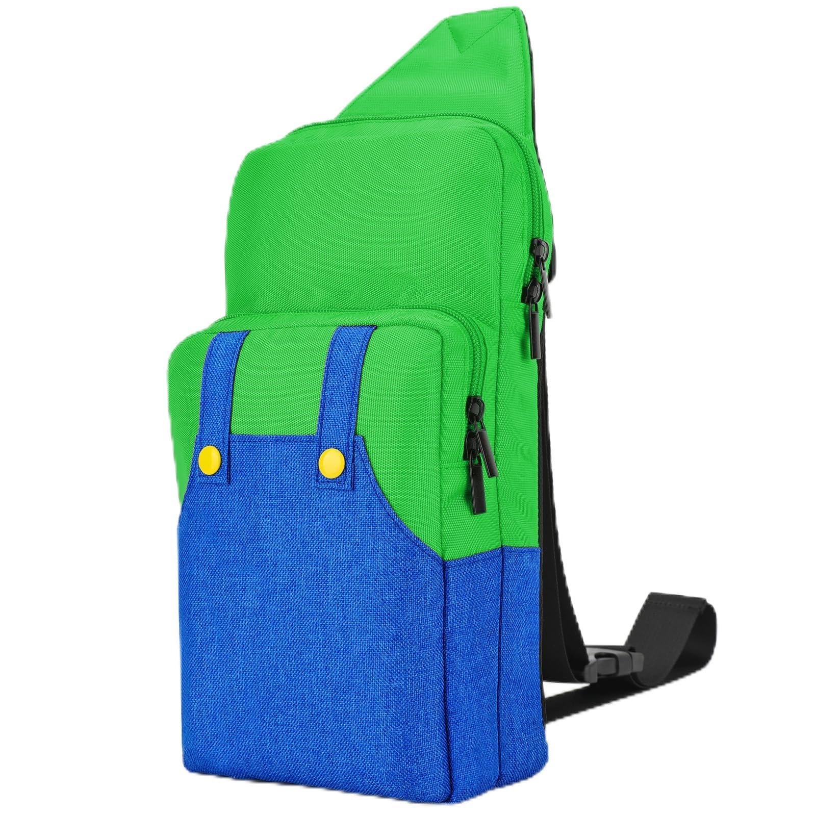 Owngen Cute Tpartyl Bag for Nintendo Switch/ Lite / OLED  Portable Small Sling Crossbody Shoulder Carrying Storage Backpack for NS Consolo  Charging Dock  Joy-Cons  Accessories (Green&Blue)