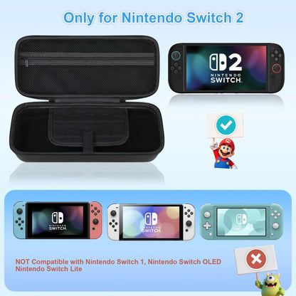 BOVKE Carrying Case for Nintendo Switch 2 - Travel Bag, Extra Space for Accessories, Black, Model V89M2