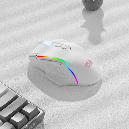 Redragon M810 Pro Wireless Gaming Mouse, 10000 DPI, 8 Macro Buttons, RGB Backlit, White