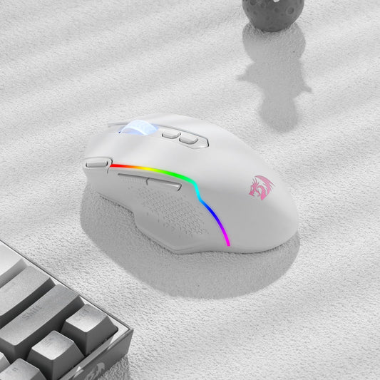 Redragon M810 Pro Wireless Gaming Mouse, 10000 DPI, 8 Macro Buttons, RGB Backlit, White