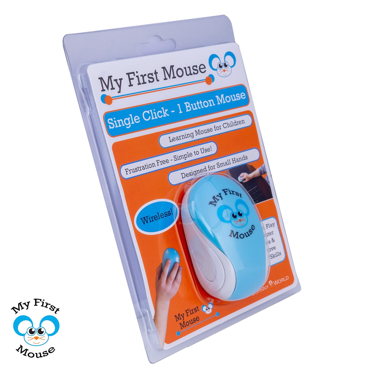 Johnny World Wireless Mouse for Kids - Single Click Design for Small Hands, Ideal for Educational Games