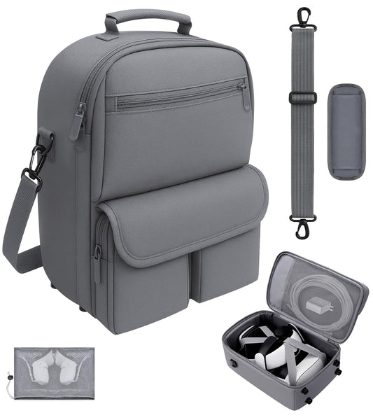MS.CLEO Carrying Case for Meta Quest 3S/3/2  Tpartyl Case with Bag Strap  Large-Capacity Protective Storage for Oculus Quest 3S/3/2 Accessories  Fits Kiwi  BOBOVR Headstrap  fine design Strap with Battery