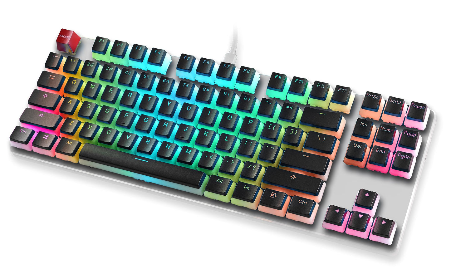 Glorious Aura V1 (White) Pudding Keycaps - Double Shot PBT Translucent for Mechanical Keyboards  104 Key Set  TKL  Compact Compatible  English (US) Layout (Aura (White))