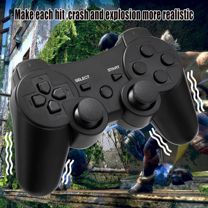 Diswoe Wireless Bluetooth Controller for PS3 - Black Gamepad with Charger Cable, Double Vibration, Model ET15551