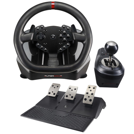 SUBSONIC - Superdrive GS950-X Steering Wheel. 900 Racing Wheel with Manual Shifter, 3 Pedals and Paddle Shifters - Compatible Xb
