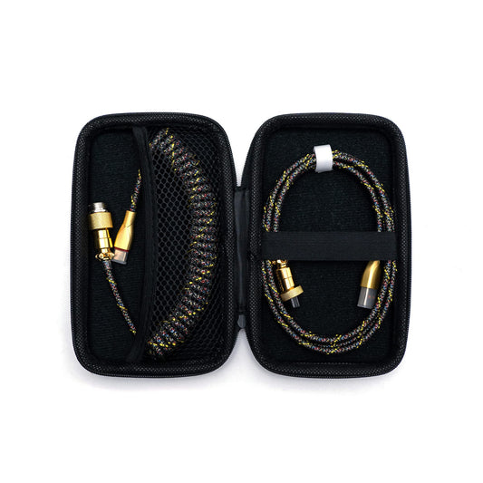 Formulamod USB C Coiled Keyboard Cable for Mechanical Keyboard Coiled USB Aviator Cable for Keyboard  Pro Double Sleeved Cable with Organizer Zipper Bag. (Gold & Black)