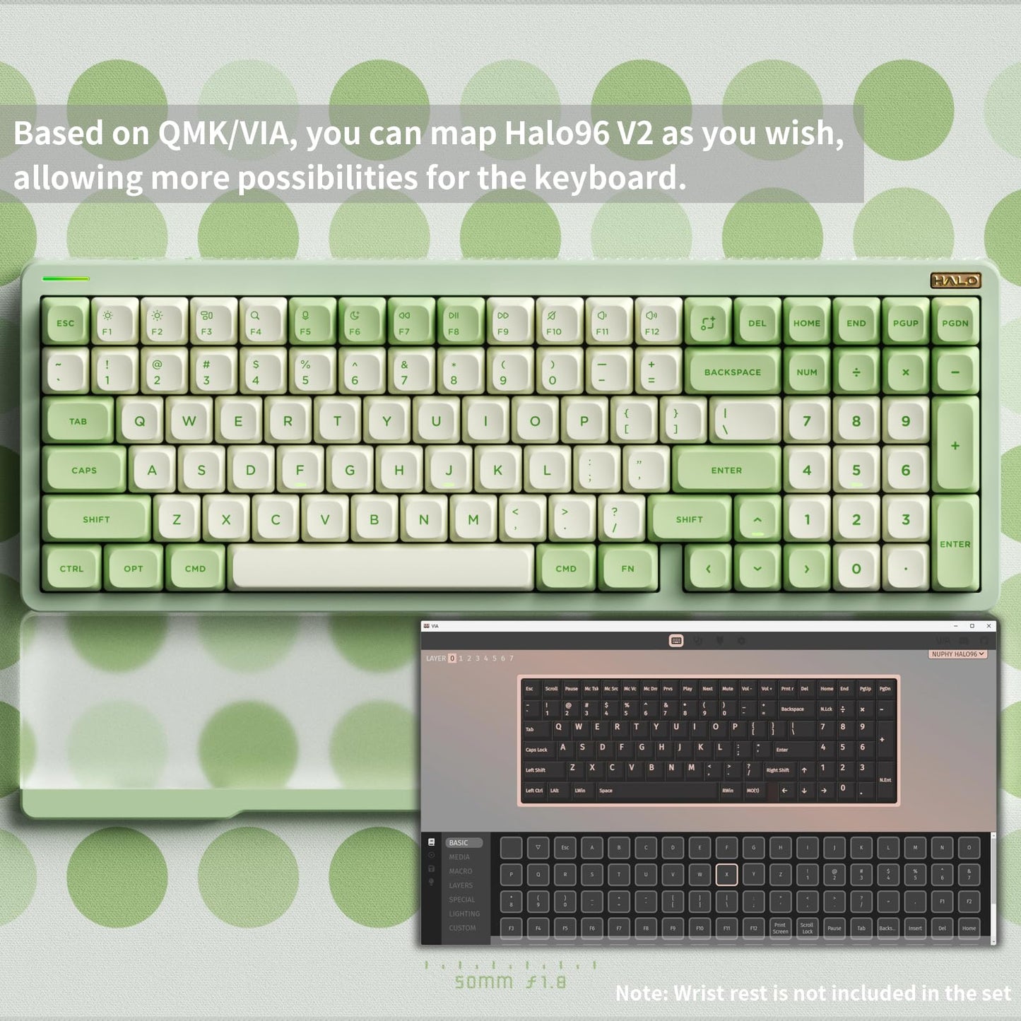 nuphy Halo96 V2 Wireless Mechanical Gaming Keyboard, 96% Hot Swappable, RGB Backlit, Raspberry Switches, Green